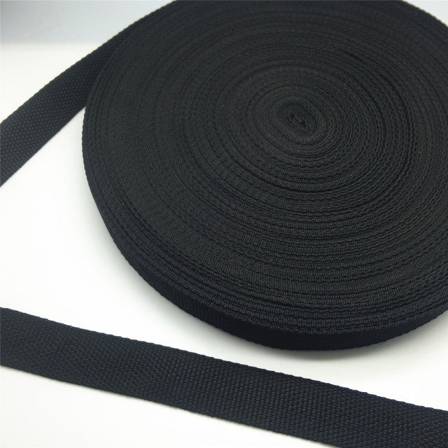 5Yards 10/15/20/25/30/38/50mm Wide Black Strap Nylon Webbing