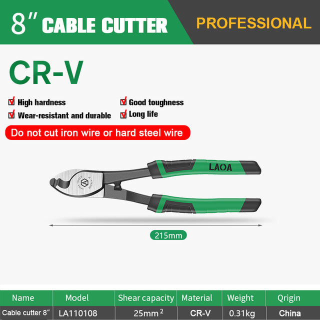 LAOA Multifunction Cable Cutter Wire Strippers CR-V - 6", 8", 10"