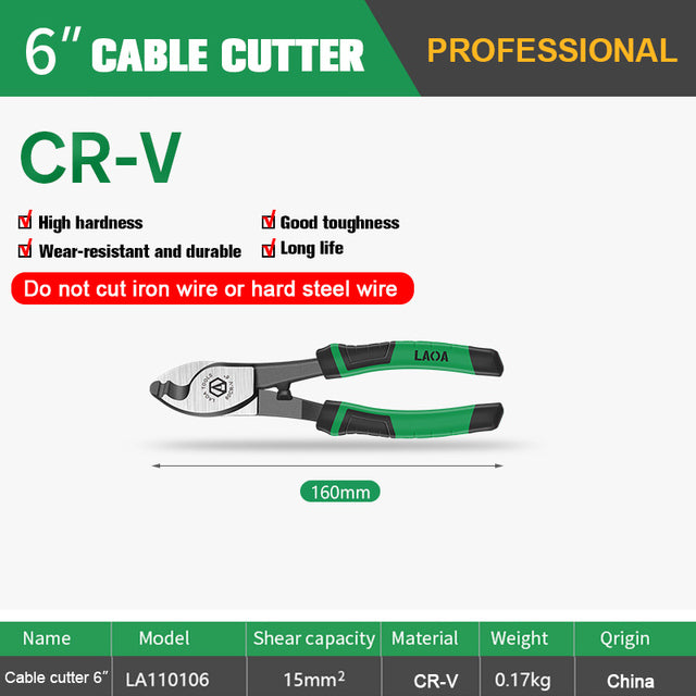 LAOA Multifunction Cable Cutter Wire Strippers CR-V - 6", 8", 10"