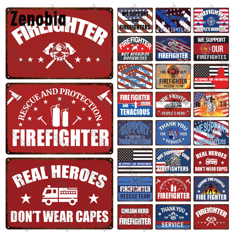 Firefighter Metal Sign Wall Decor - Various Styles