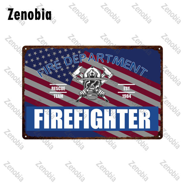 Firefighter Metal Sign Wall Decor - Various Styles