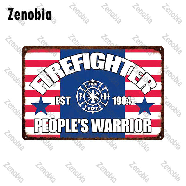 Firefighter Metal Sign Wall Decor - Various Styles