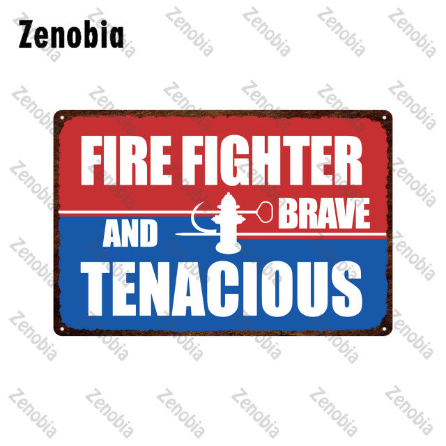 Firefighter Metal Sign Wall Decor - Various Styles