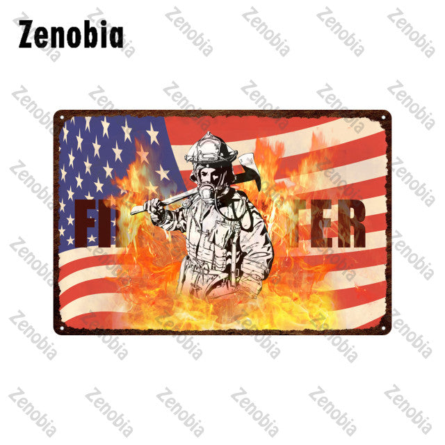 Firefighter Metal Sign Wall Decor - Various Styles