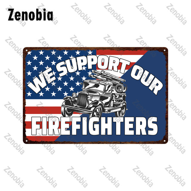 Firefighter Metal Sign Wall Decor - Various Styles