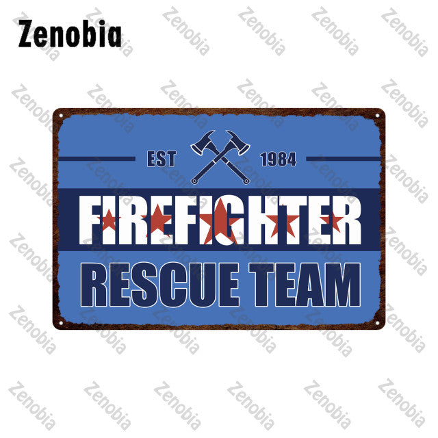 Firefighter Metal Sign Wall Decor - Various Styles