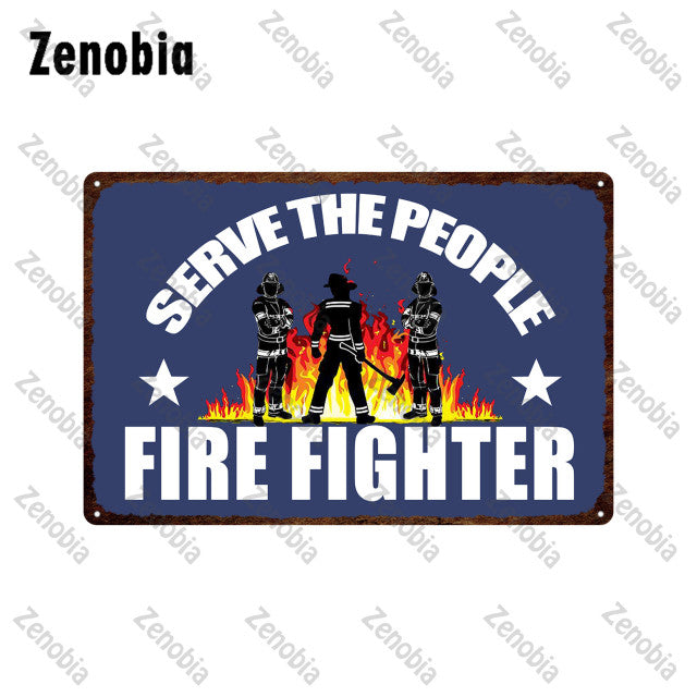 Firefighter Metal Sign Wall Decor - Various Styles