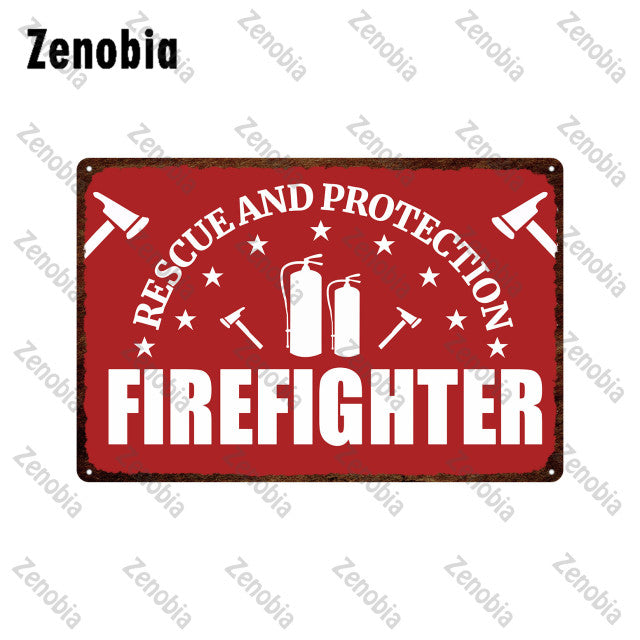 Firefighter Metal Sign Wall Decor - Various Styles