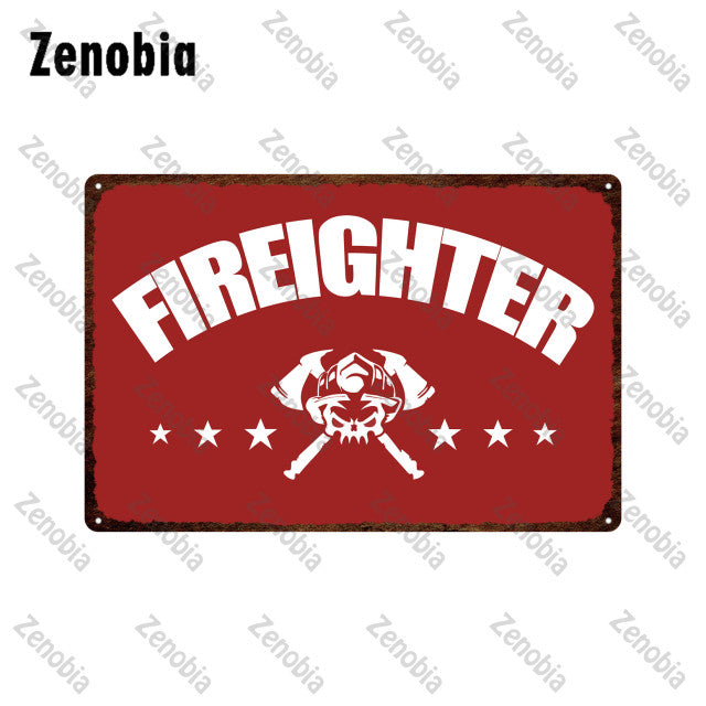 Firefighter Metal Sign Wall Decor - Various Styles