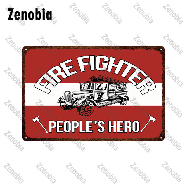 Firefighter Metal Sign Wall Decor - Various Styles