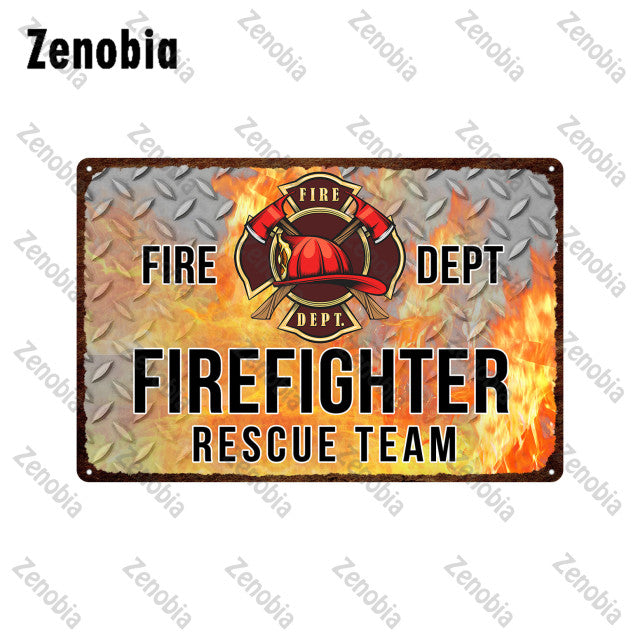 Firefighter Metal Sign Wall Decor - Various Styles