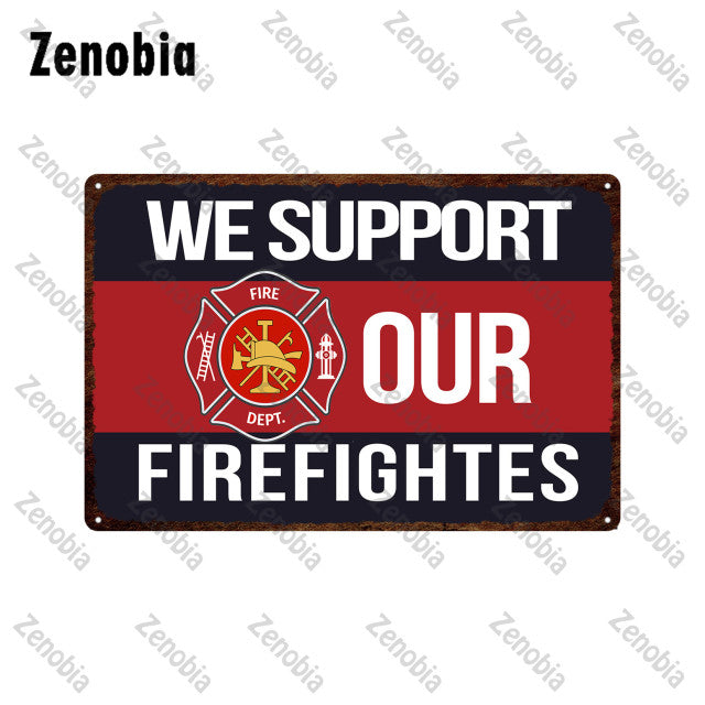 Firefighter Metal Sign Wall Decor - Various Styles