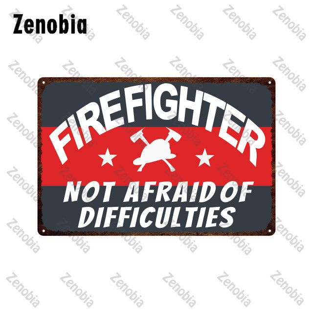 Firefighter Metal Sign Wall Decor - Various Styles