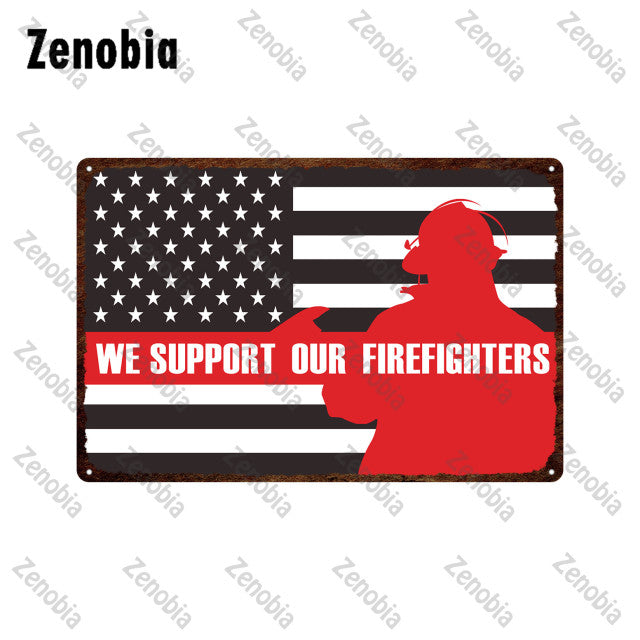 Firefighter Metal Sign Wall Decor - Various Styles